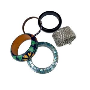 5 Piece Mixed Bangle Bracelet Costume Jewelry Lot